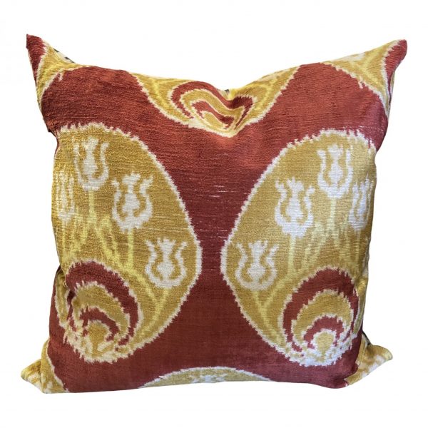 Silk Velvet and Reverse Ikat Pillow