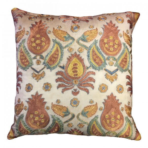 Silk Suzani With Ikat Hand - Made Pillow