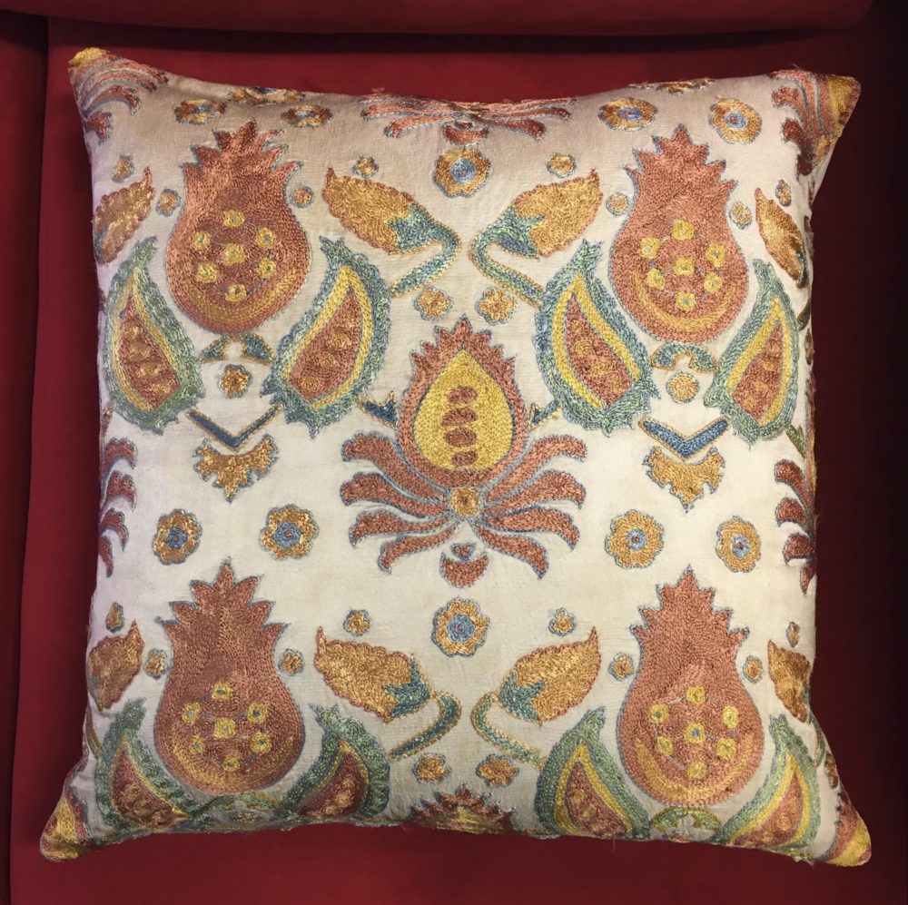 Silk Suzani With Ikat Hand - Made Pillow