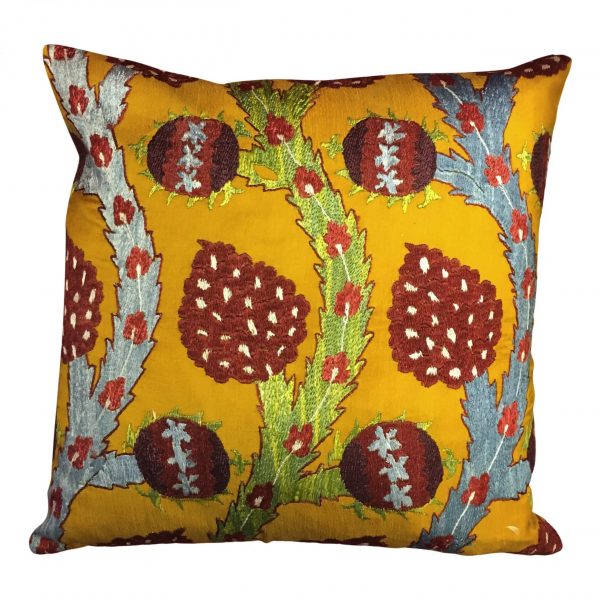 Silk Suzani Textile and Ikat Hand - Made Pillow