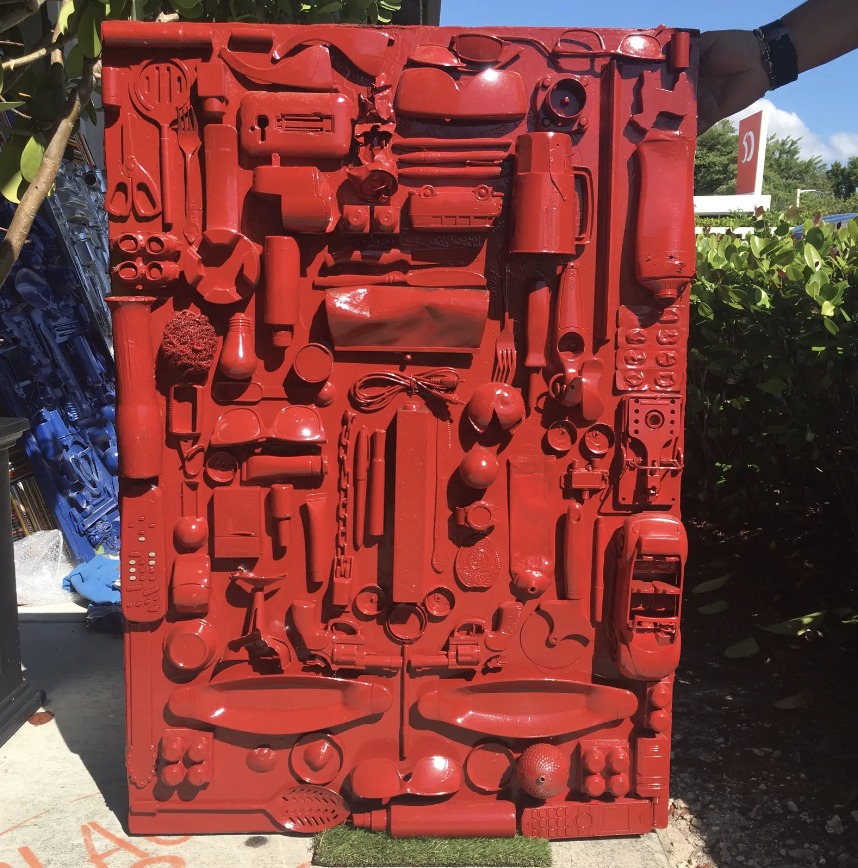 Original One of a Kind Solid Red Work of Art by Italian Artist Salvatore Baiano