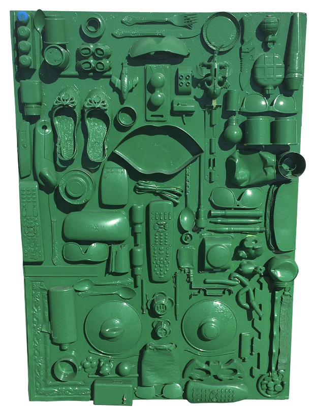 Original One of a Kind Solid Green Work of Art by Italian Artist Salvatore Baiano