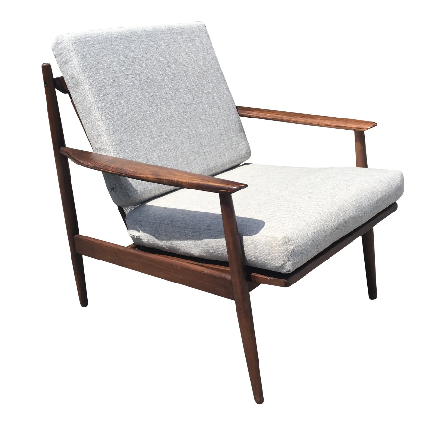 Original 1960s Scandinavian Solid Wood Arm Chair